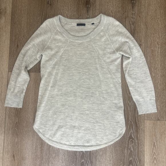 ATM Melillo Sz S Cashmere Sweater Light Heather Grey Sporty Classic Casual Chic - Picture 1 of 15